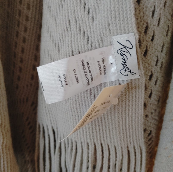 Kismet Light Grey Boho Knit Tassel Wrap Shawl ~ Size OS - Picture 6 of 10